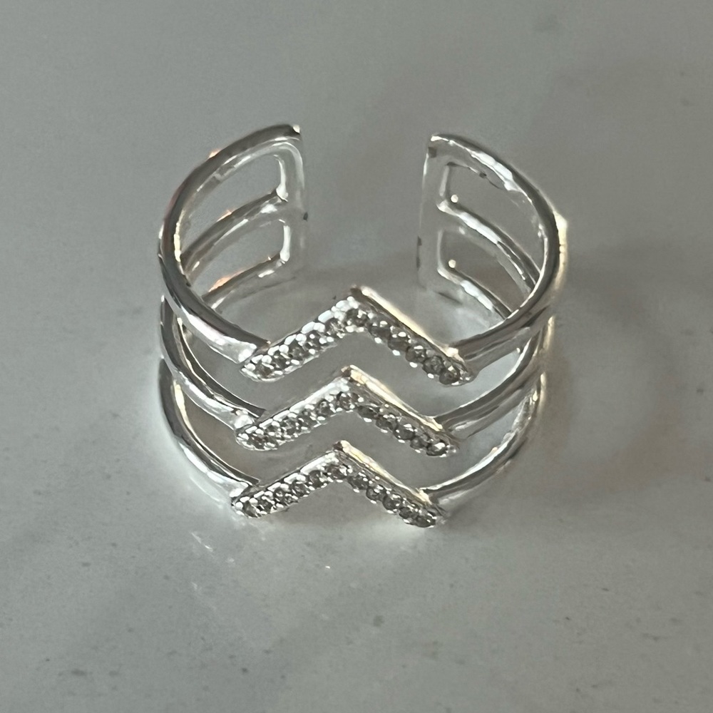 Silver pave adjustable ring by Stella & Dot - like new